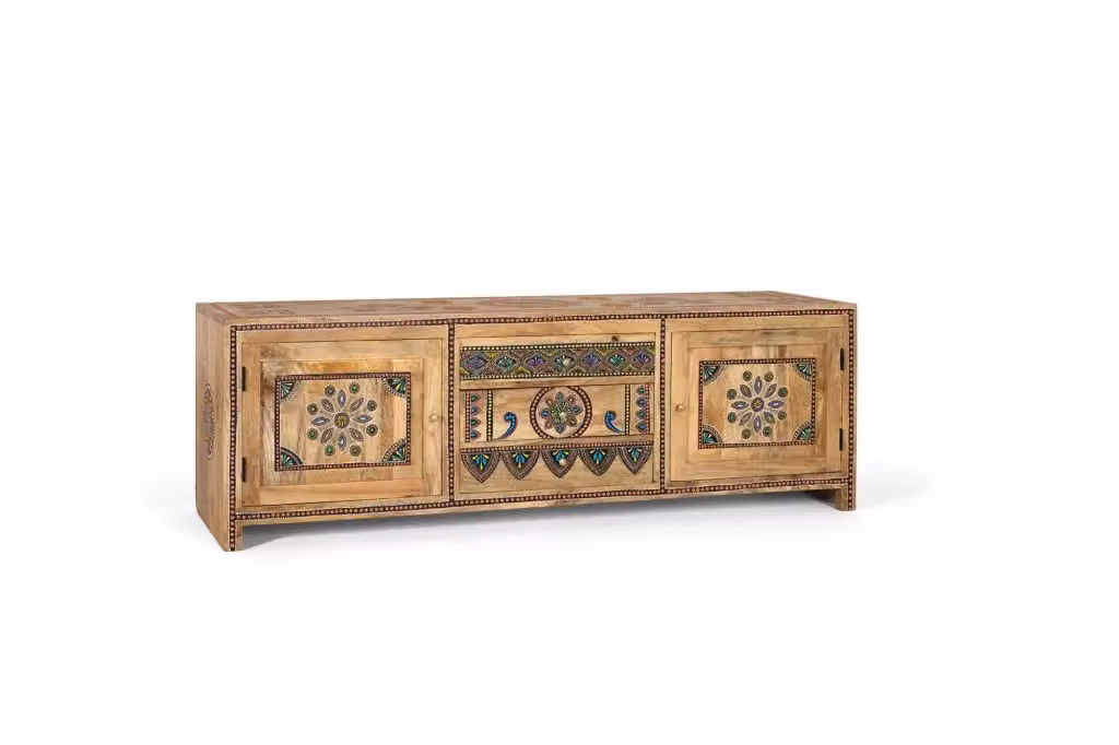 Mobile TV in legno di mango marrone realizzato a mano da Giner Y Colomer L: 150 cm – 2