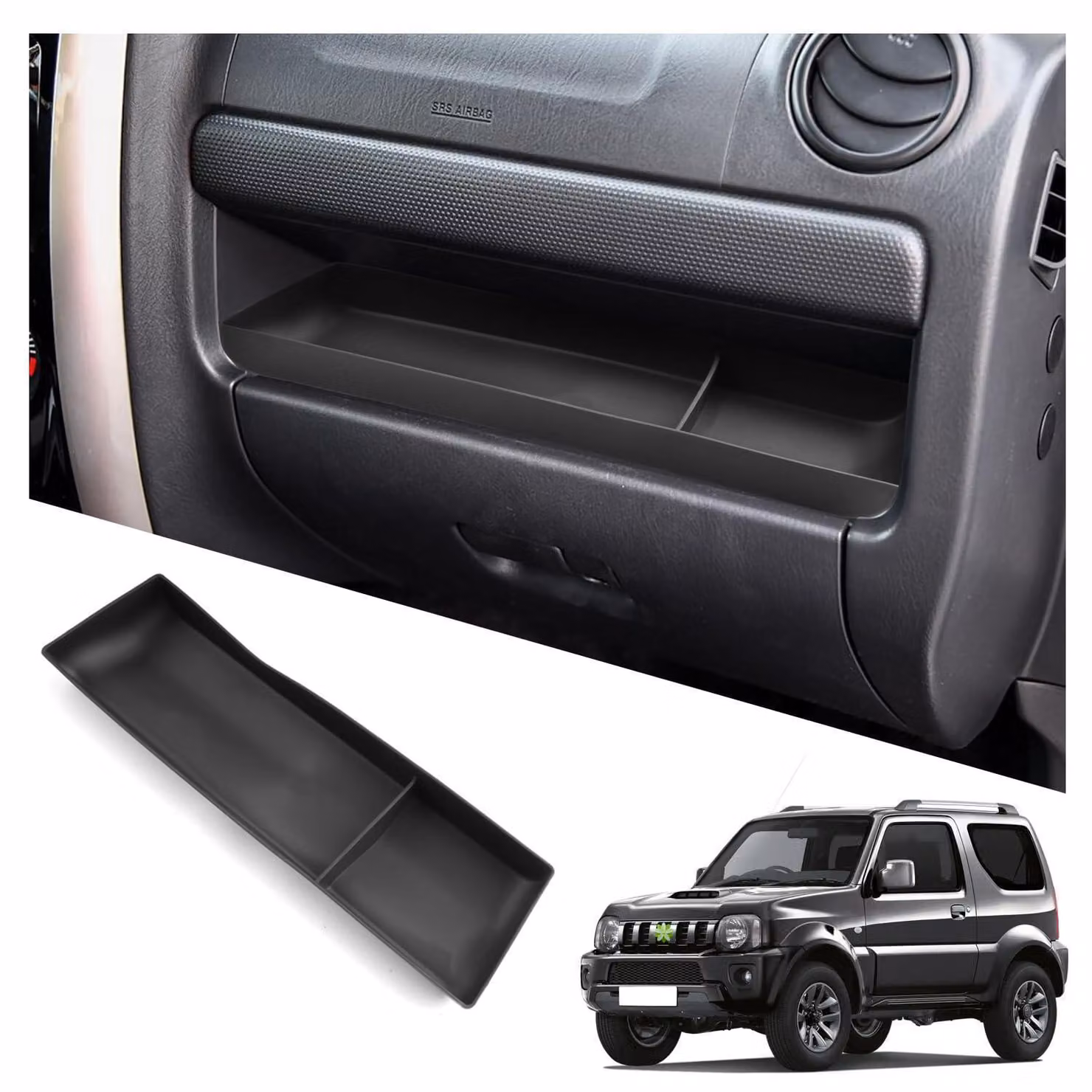 Contenitore portaoggetti per la console centrale, compatibile con Suzuki Jimny JB23 JB33, dal 1998 al 2018, in ABS, colore nero, confezione singola