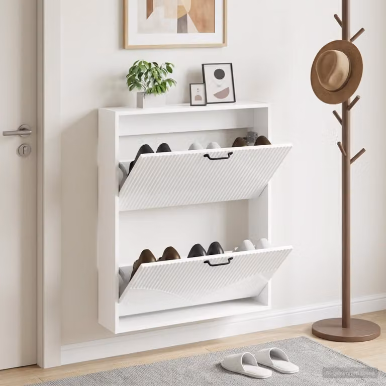 Mobiletto per scarpe da muro moderno vidaXL HOORN con scomparti basculanti, L: 71 cm, P: 17 cm, H: 86 cm