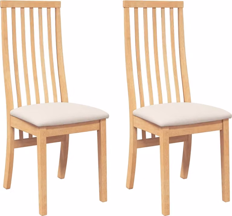 Sedie da Pranzo con Cuscini 2 pz in Legno Massello di Hevea