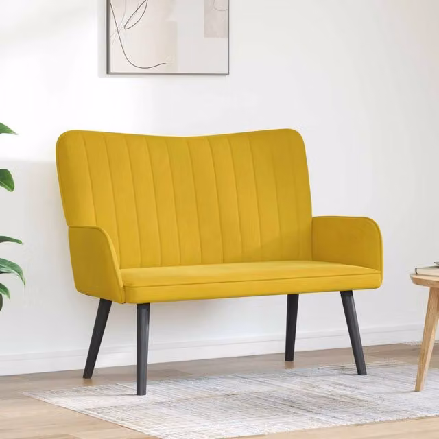 Divano a 2 posti moderno vidaXL in velluto giallo L: 115 cm, P: 61 cm, H: 87 cm