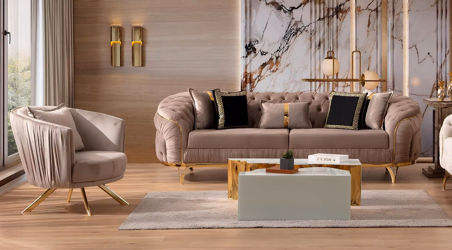 Luxus Sofagarnitur 31 Sitzer Textil Designer Chesterfield Sofa Modern