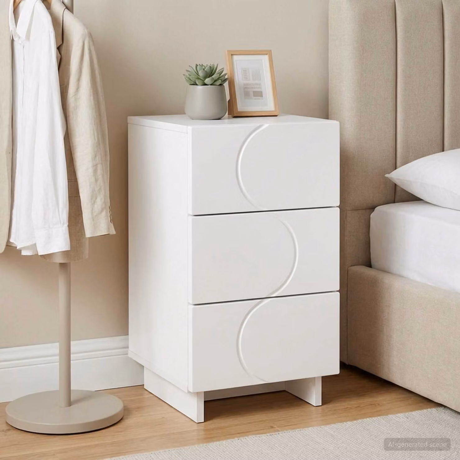 Comodino moderno vidaXL in legno composito bianco L 33,5 cm x P 34,5 cm x H 60 cm