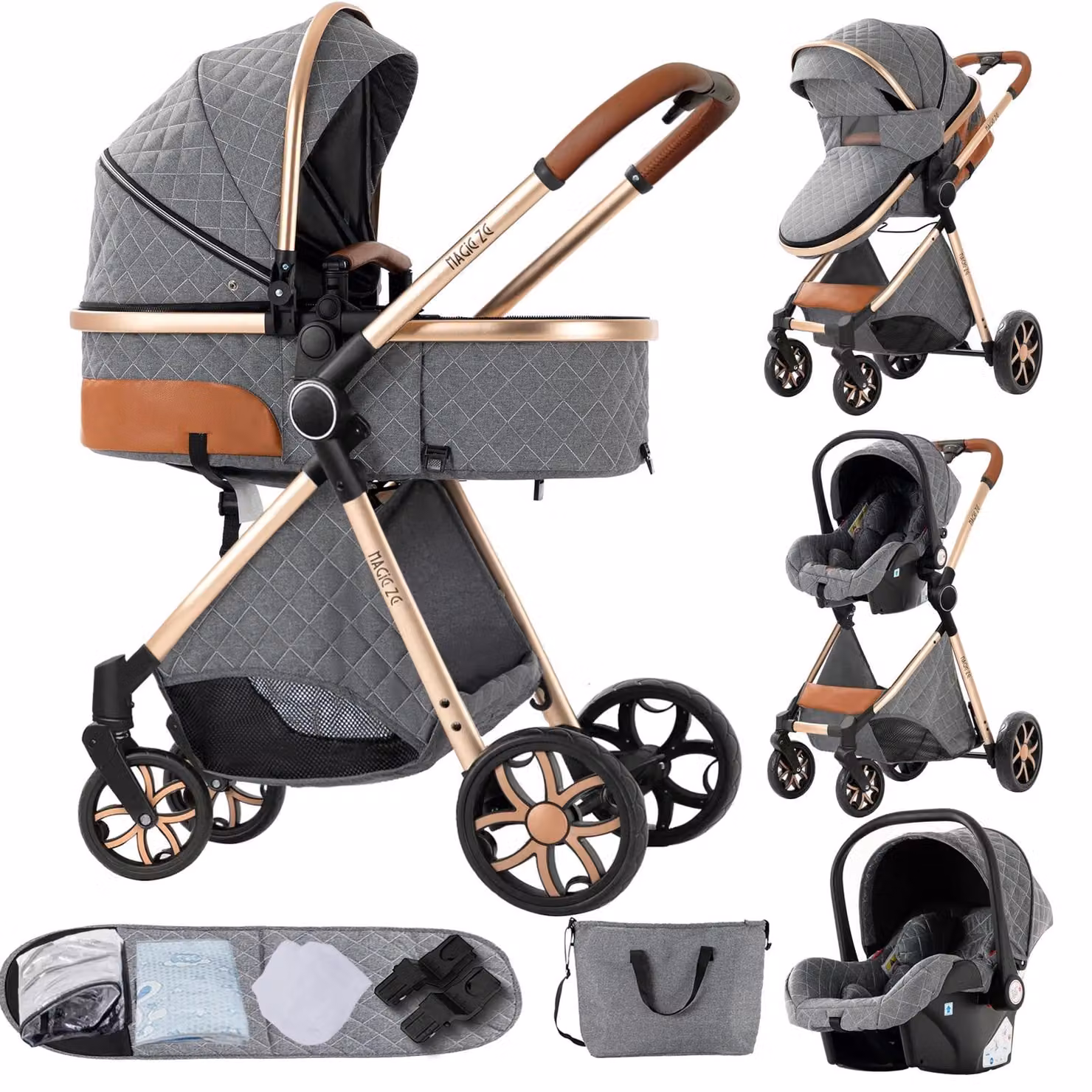 Passeggino, design versatile 3-in-1, leggero e maneggevole, color grigio antracite