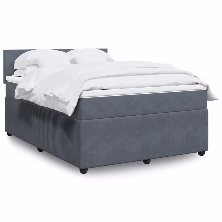 vidaXL Giroletto a Molle con Materasso in Velluto Grigio Scuro L/P: 140 x 200 cm