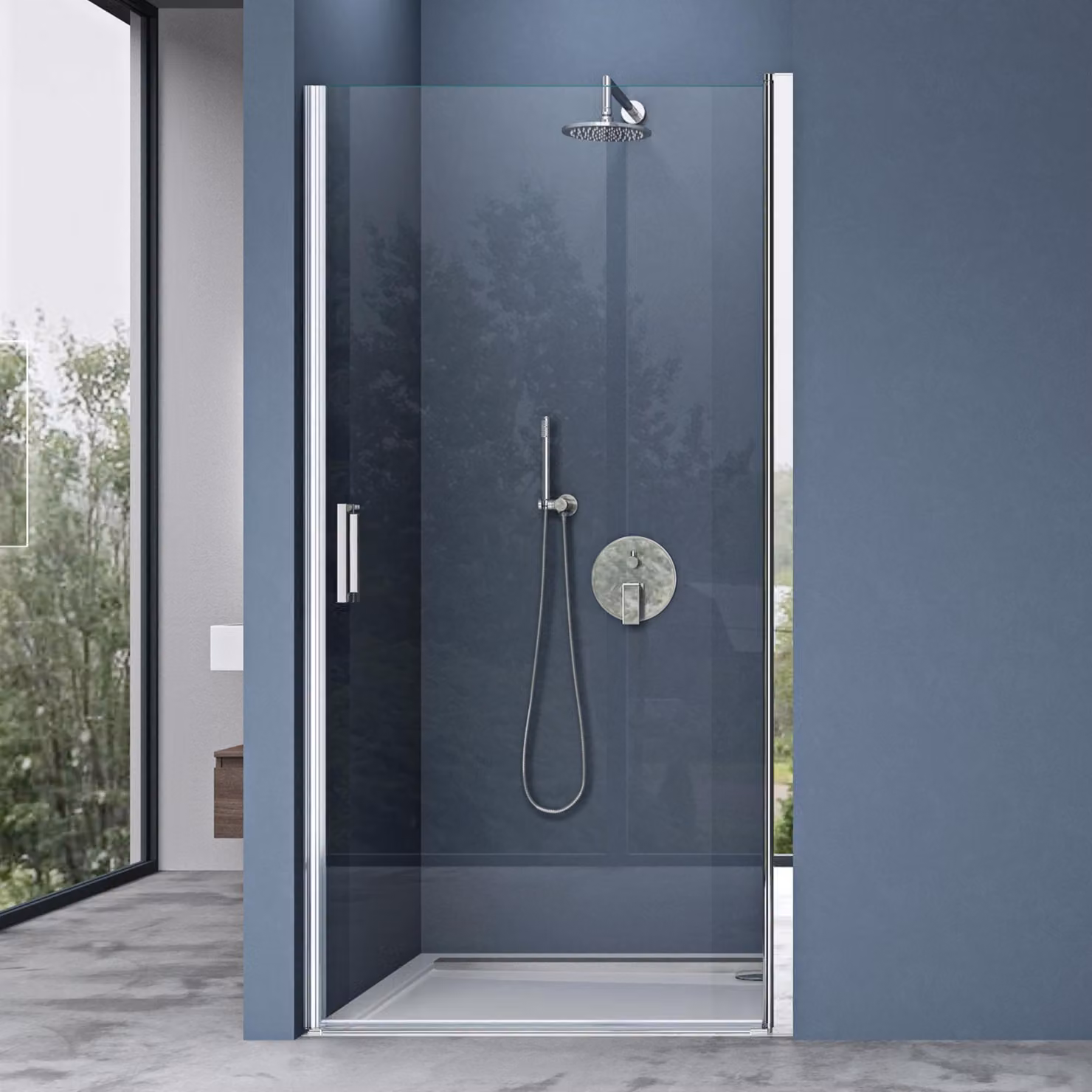 doporro Porta Doccia per Nicchia Parete Doccia Battente in Vetro 6 mm Temperato Trasparente Easy-clean Reversibile 75x195cm Teramo24K
