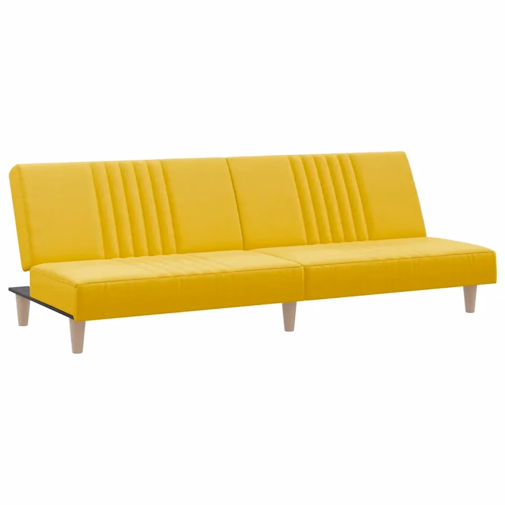 Divano Letto Click Clack Moderno vidaXL in Tessuto Giallo con Poggiatesta Regolabile L/P/H: 200 x 100 x 89 cm – 2