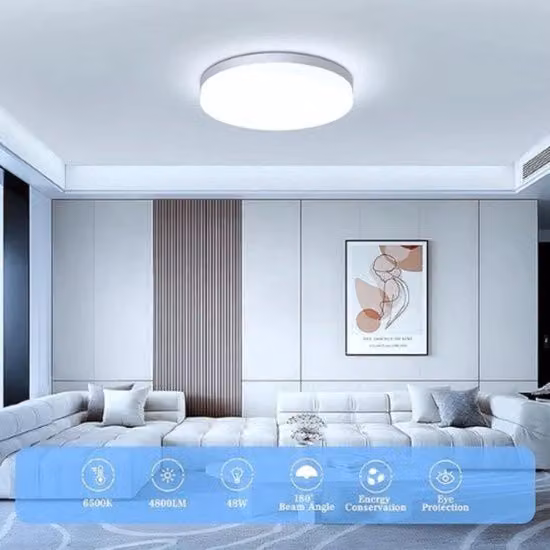 Plafoniera LED moderna bianca e argento per bagno, camera da letto o cucina con protezione IP44