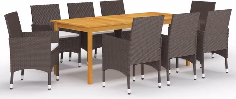 Maison Exclusive - Set da pranzo da giardino da 9 pezzi, marrone