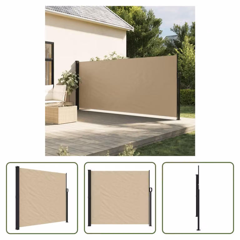 The Living Store Tenda laterale estensibile Beige 180x500 cm