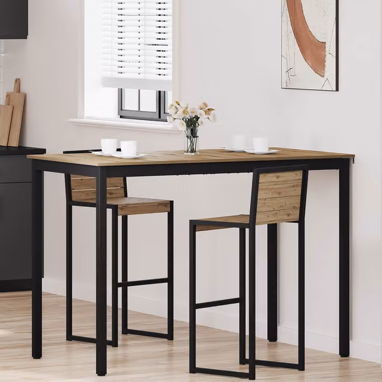 vidaXL Tavolo Bar Moderno Rettangolare in Legno Ingegnerizzato e Metallo, Nero e Marrone, L: 80 cm, P: 26,7 cm, H: 105 cm
