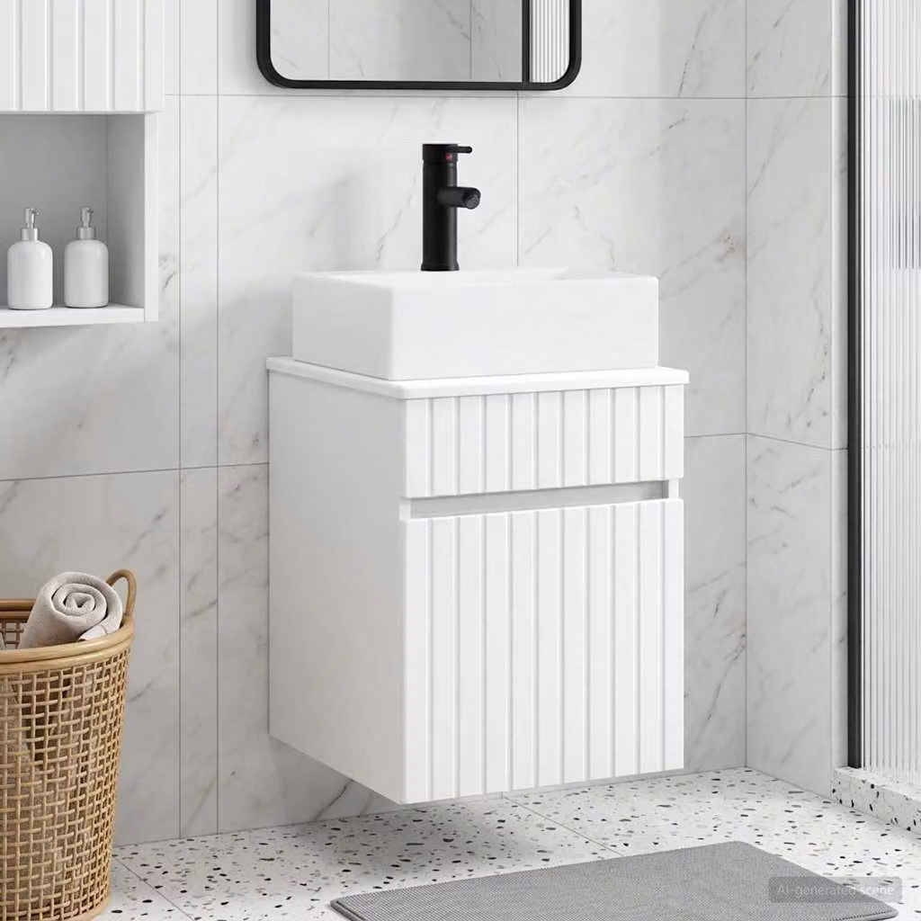 Lavabo da parete moderno vidaXL bianco L 39 cm, P 41 cm, H 62,5 cm