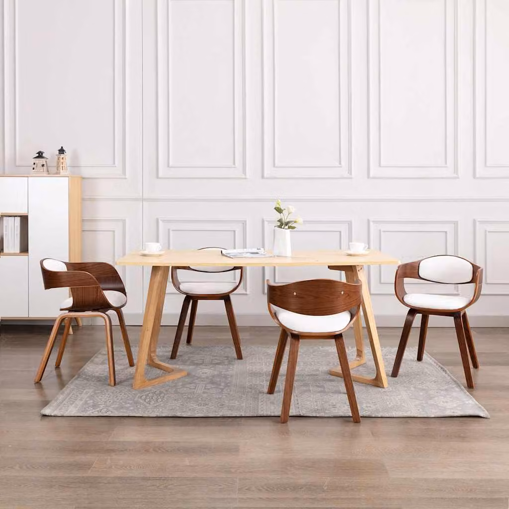 Set di 4 sedie da pranzo moderne vidaXL in legno e similpelle bianca