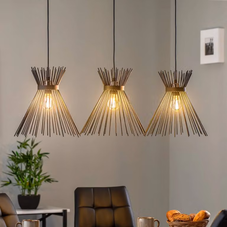 Lampada a sospensione Kirpi 3088 Opviq, dimmerabile, Nero, Soggiorno / Sala da pranzo, Metallo, Moderno, Lampada a sospensione
