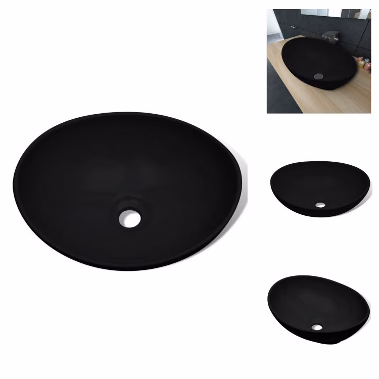 vidaXL Lavabo in Vetroceramica 40 x 33 cm nero - Lavabo da bagno