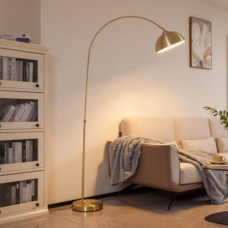 Lampada ad arco Lennart Lindby, Ottone / Oro, Soggiorno / Sala da pranzo, Metallo, Moderno, Lampada da terra