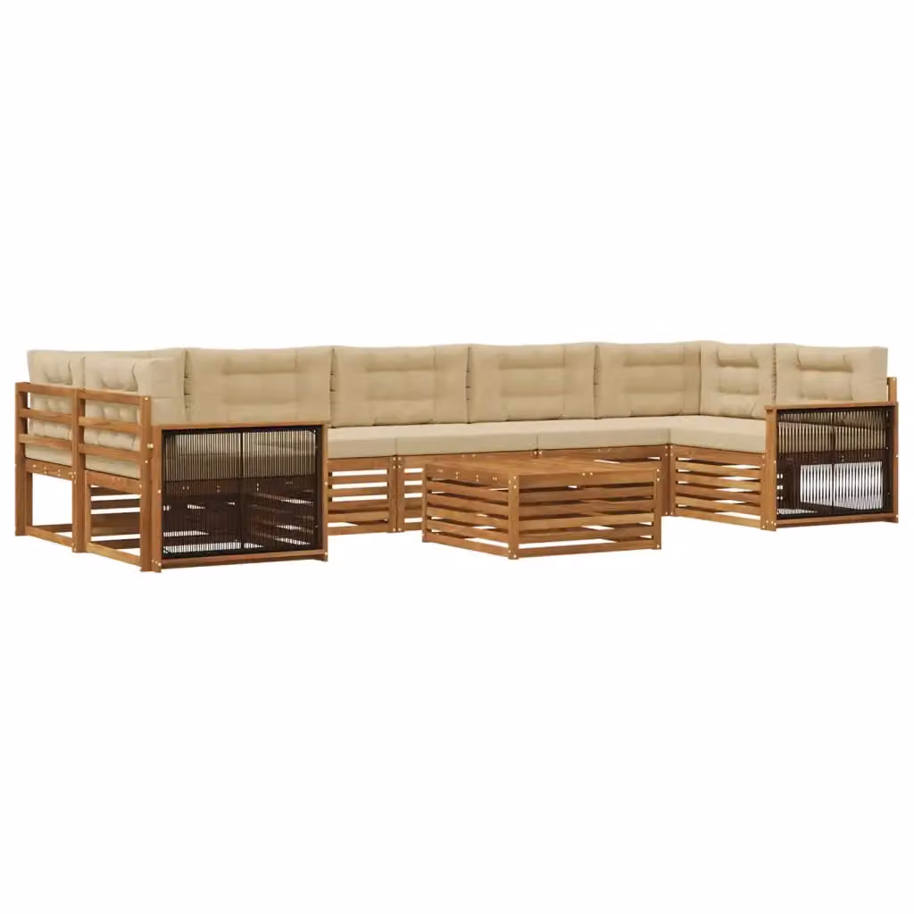 Set di divani da esterno vidaXL in legno di acacia con cuscini beige e tavolino da giardino 8 pz – 2