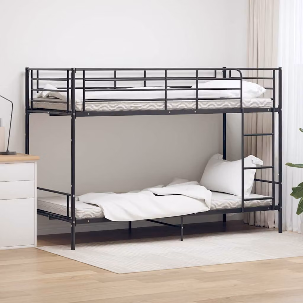 Letto a Castello vidaXL in Metallo Nero 90x200 cm – 1