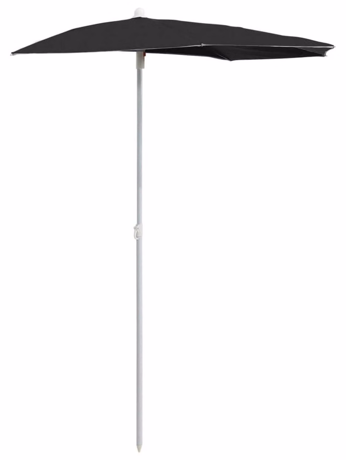 Ombrellone a mezzaluna, dimensioni 180x90 cm, colore nero, con 5 stecche in acciaio