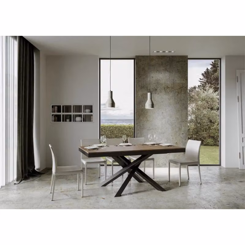 Tavolo allungabile Itamoby Volantis Evolution con telaio Antracite e piano Noce, L/P/H: 90 x 180/440 x 77 cm – 2