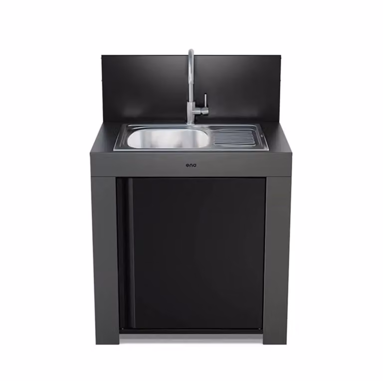 Modulo cucina da esterno lavello rettangolare con scolapiatti grigio scuro e nero Enò