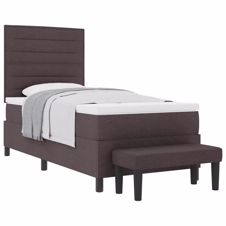 Letto ibrido con molle a tasche e testiera vidaXL in tessuto marrone, L 80 cm x P 200 cm x H 128 cm