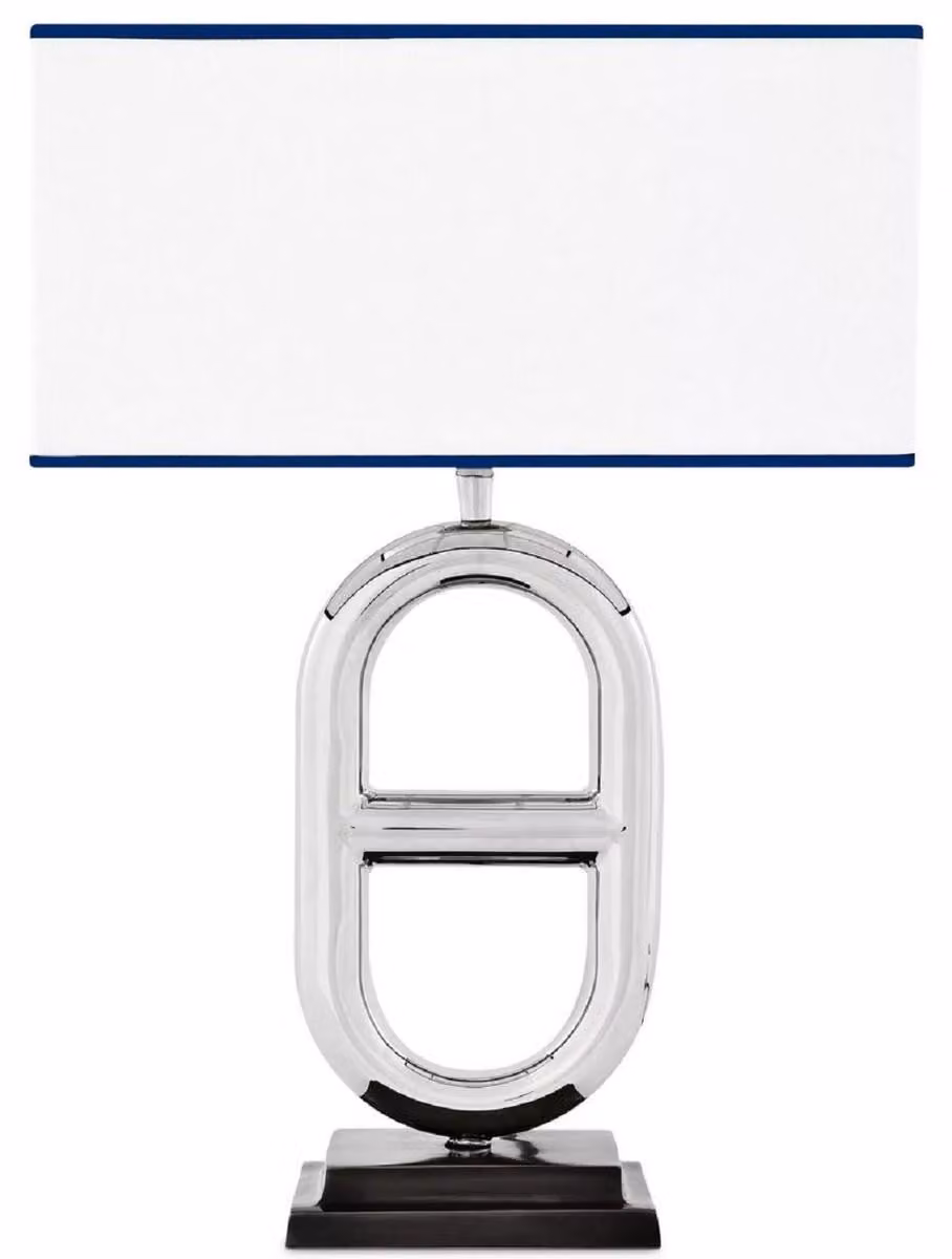 Casa Padrino lampada da tavolo argento / nero / bianco / blu 35 x 18 x h. 49 cm - Elegante lampada da tavolo - Collezione Luxury