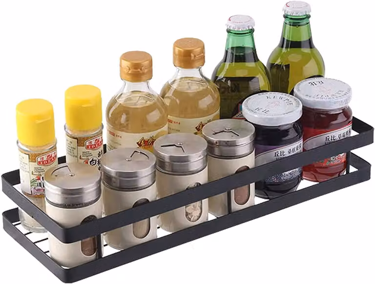 Scaffale in acciaio inossidabile per erbe aromatiche, con 4 ganci, 40 cm, sistema di montaggio a parete per la cucina