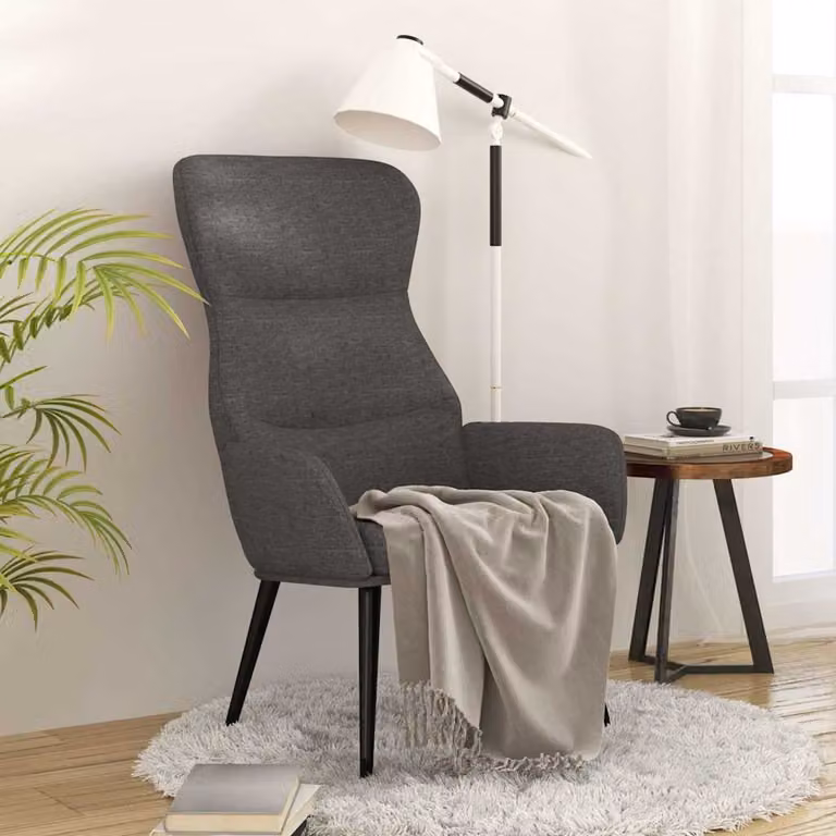 Sedia Relax vidaXL Grigio con Struttura in Metallo e Rivestimento in Tessuto