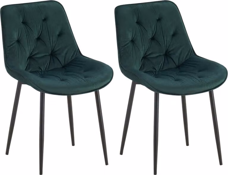 set di 2 sedie da pranzo Velvet - Sedie da cucina - Elevato comfort di seduta | Colore: Verde