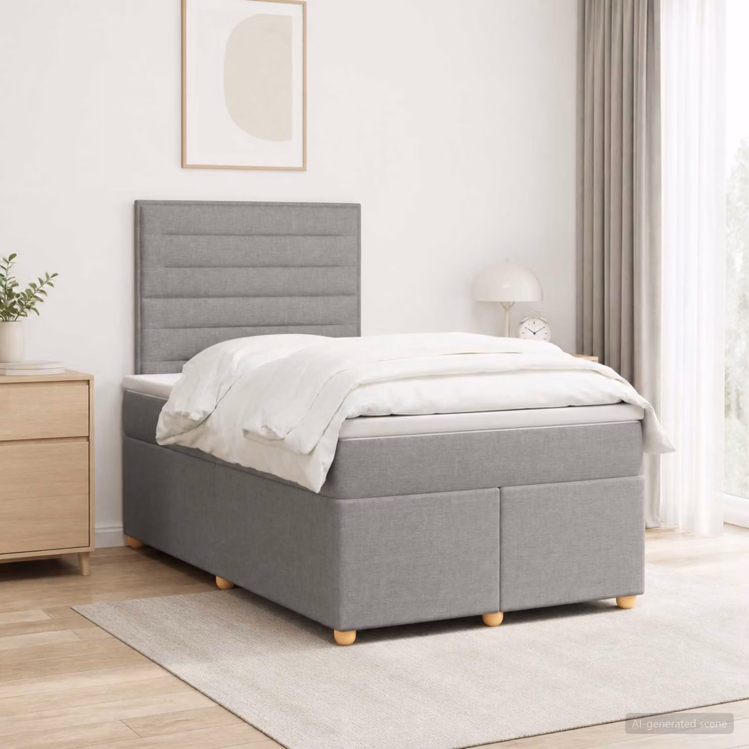 Letto box spring ibrido vidaXL con materasso a molle insacchettate e base contenitore, Grigio, L: 120 cm, P: 200 cm, H: 140 cm