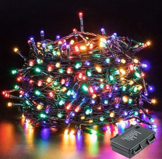 Ghirlanda luminosa natalizia a batteria con timer, 300 LED, per esterni, 8 modalità, impermeabile IP44, per decorazioni interne ed esterne