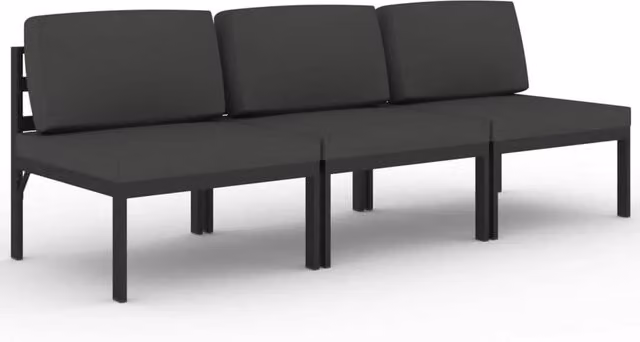 Divano da giardino a 3 posti Outsunny in alluminio antracite con cuscini in tessuto resistente ai raggi UV