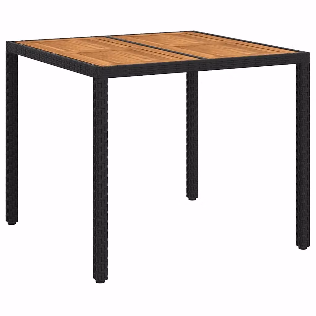Tavolo da giardino quadrato in polyrattan nero vidaXL L/P/H: 90 x 90 x 75 cm – 2