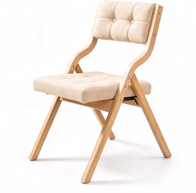 Sedie Pieghevoli con Cuscino in Legno, Set da 2, Sedie Pieghevoli Imbottite per Cucina, Ufficio e Eventi, Colore Kaki