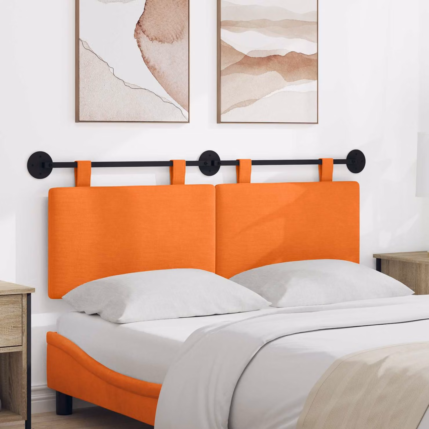 Testiera sospesa vidaXL in tessuto corda arancione a righe, L 150 x H 55 x P 5 cm