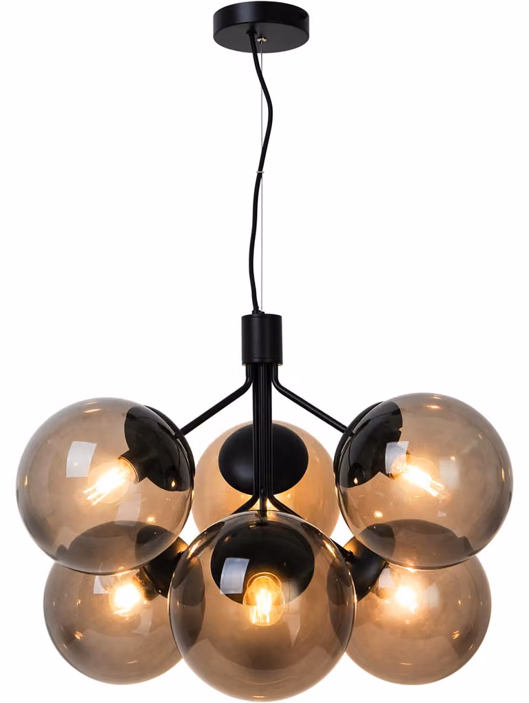 NORDLUX Ivona, lampada a sospensione dal design potente, Variante: Ø 200 x 445 x 620 mm, 6 x 28 W, E27, nero
