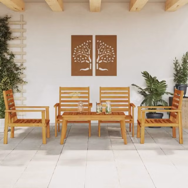 vidaXL Set Salotto da Giardino 5 pz in Legno di Acacia Marrone