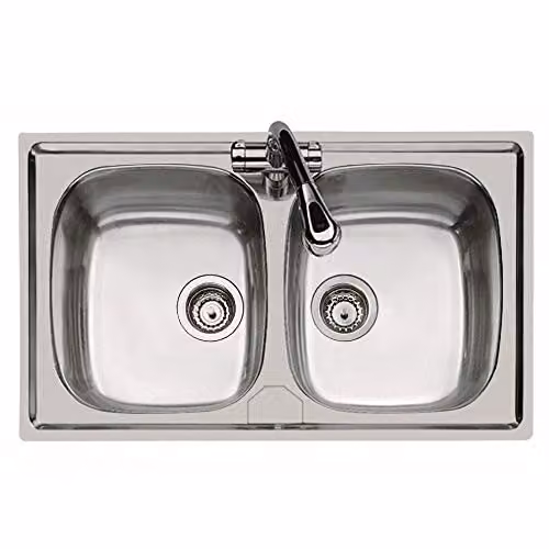 IDROBRIC Lavello Incasso In Acciaio Inox, 2 Vasche, 86x50 Cm
