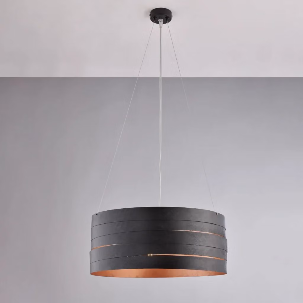 Lampada a sospensione moderna Mambo BELIGHT con 3 luci ad anello in metallo nero e rame, regolabile – 2