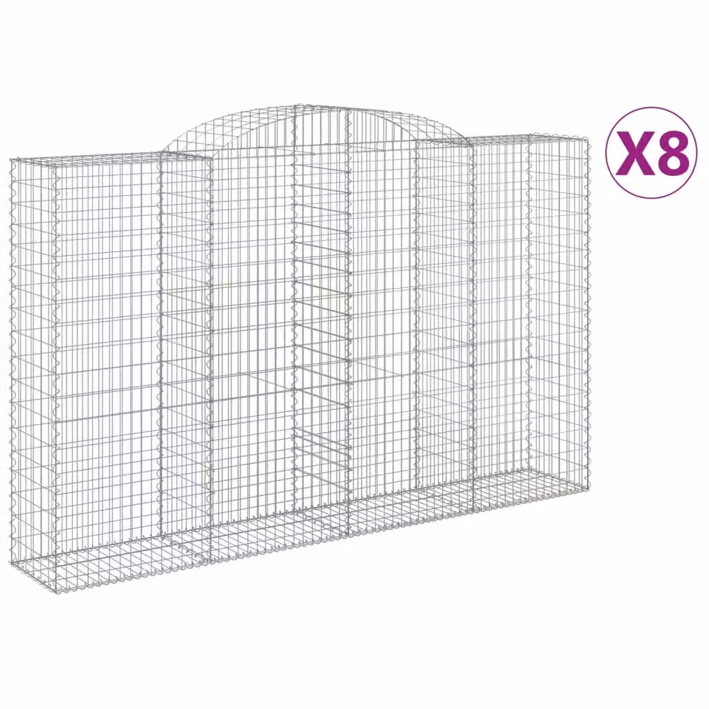 Cesti Gabbioni ad Arco 8 pz 300x50x180/200 cm Ferro Zincato