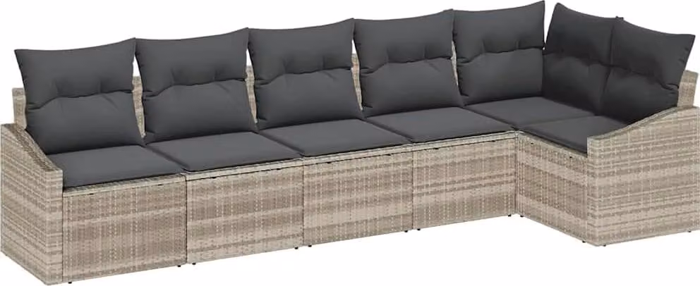 Set di divani con cuscino 6 pcs Grigio chiaro polyrattan