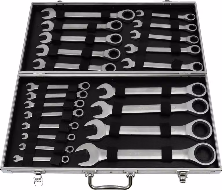 Set di chiavi a cricchetto, acciaio al cromo vanadio, set da 22 pezzi, argento, 22 pezzi