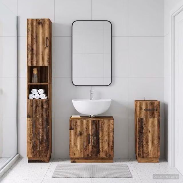 Set di armadietti da bagno in 3 pezzi HOORN Legno antico 3417880