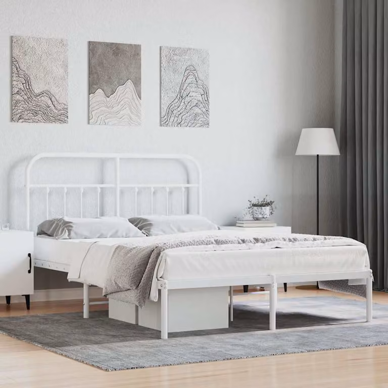 vidaXL Giroletto con Testiera in Metallo Bianco L/P/H: 140 x 190 x 146 cm