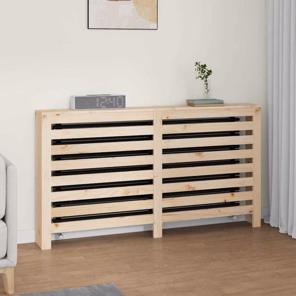 Copertura Termosifone vidaXL in Legno Massello di Pino, Colore Beige/Marrone, L 153 cm x P 19 cm x H 84 cm