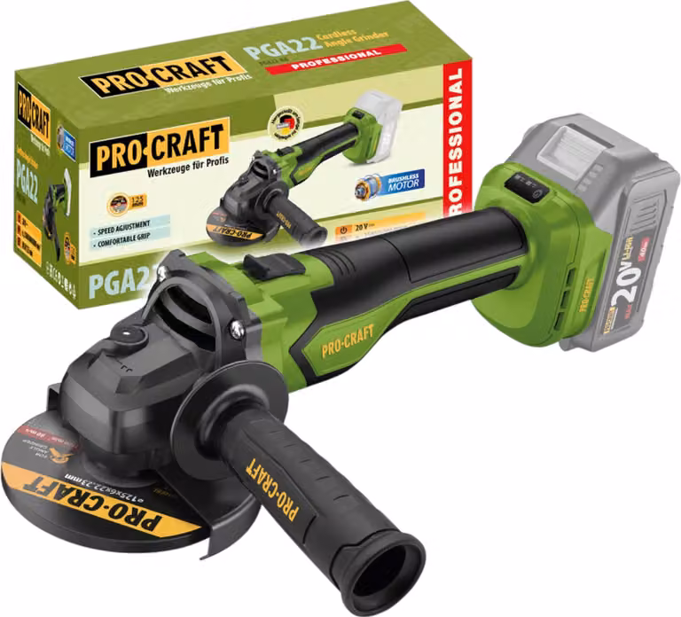 Smerigliatrice angolare a batteria Procraft PGA22-BB 20 V 125 mm Brushless Solo - senza batteria, senza caricabatteria