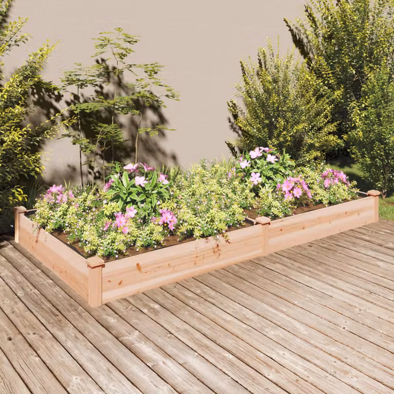 Fioriera Rialzata da Giardino vidaXL in Legno di Abete Massello, Marrone, L 240 cm x P 120 cm x H 25 cm