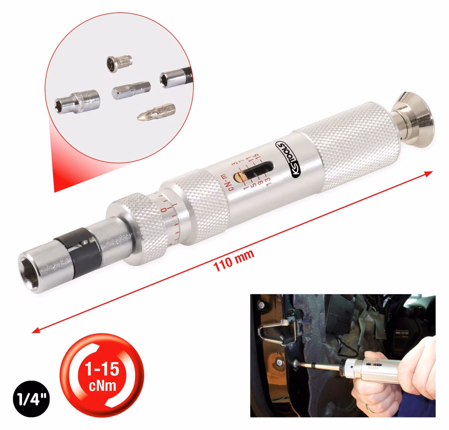 KS TOOLS Cacciavite dinamometrico ESD da 1/4" scala micrometrica 1 - 15 cNm - 516.3210
