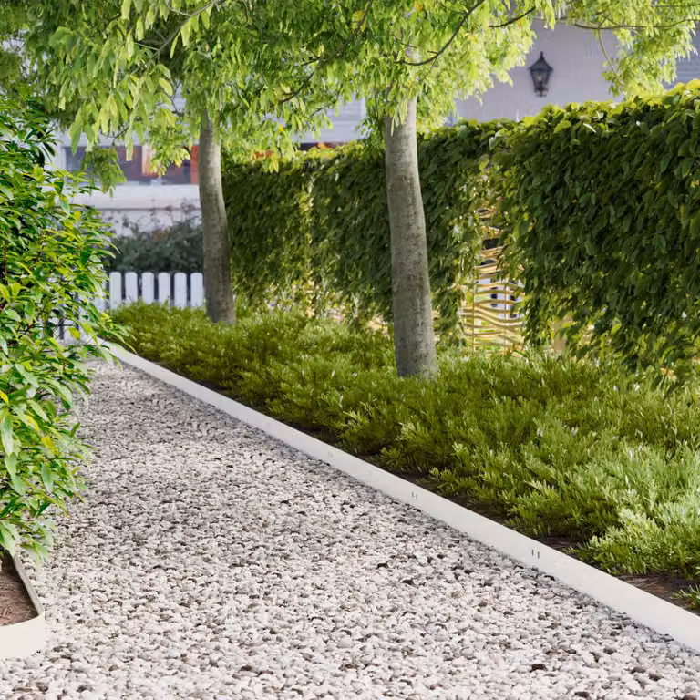 Set di 30 bordure per prato vidaXL in acciaio bianco, 100 x 12 cm